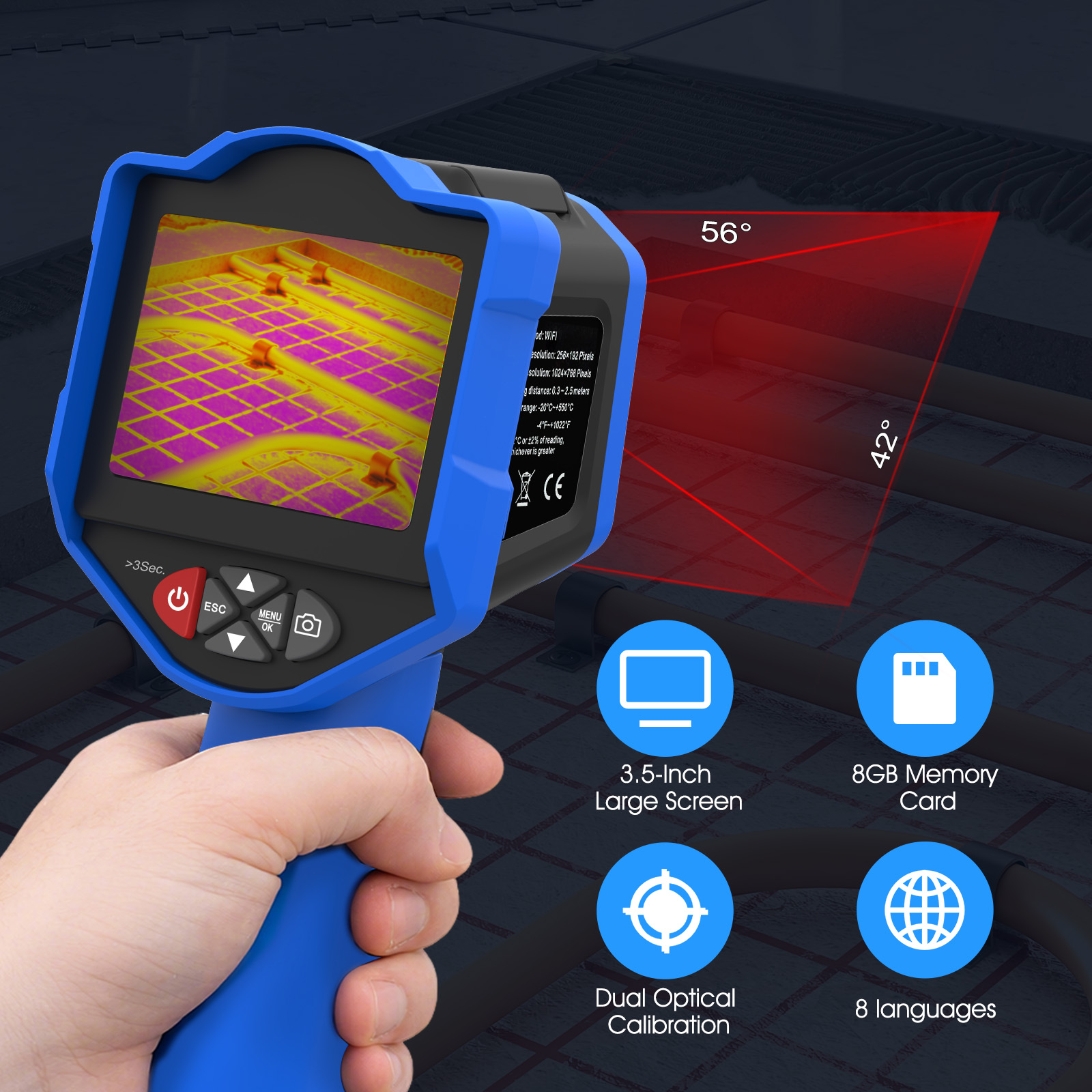 كاميرا التصوير الحراري هولدبيك - مراجعة Thermal Imaging Camera 256X192 وسعره